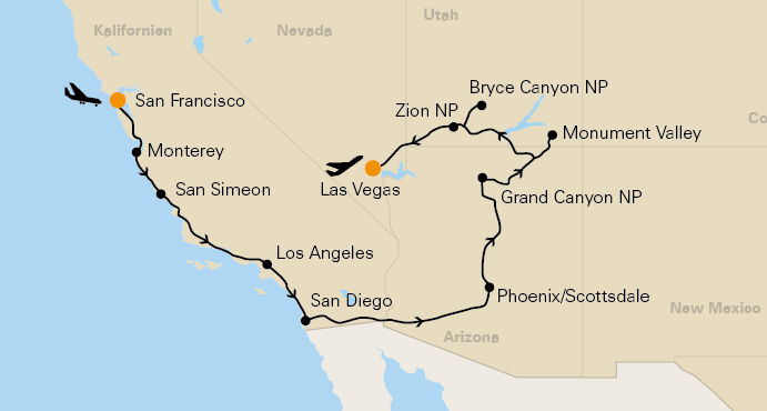 Las Vegas Los Angeles Entfernung